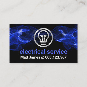Tarjeta De Visita Bombilla de plata azul-eléctrica