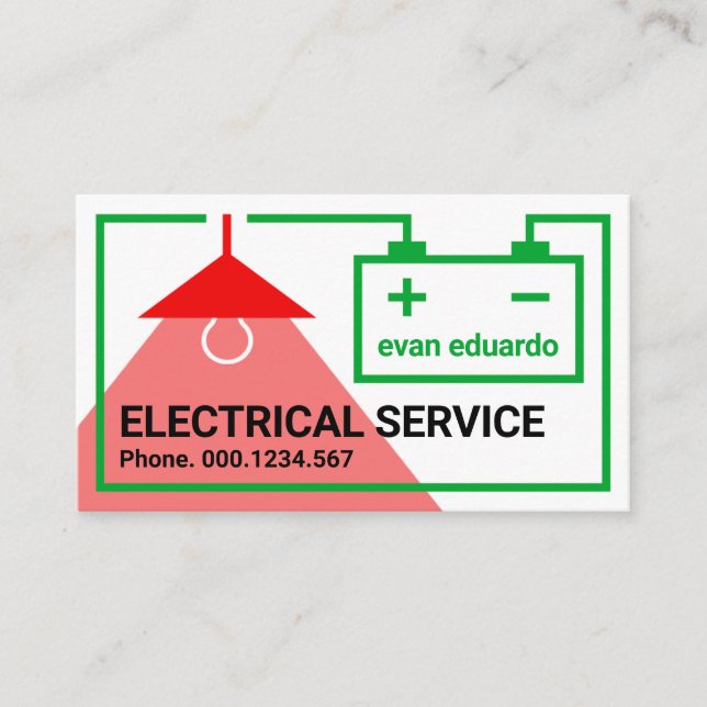 Tarjeta De Visita Bombilla del circuito de la batería eléctrica verd (Anverso)