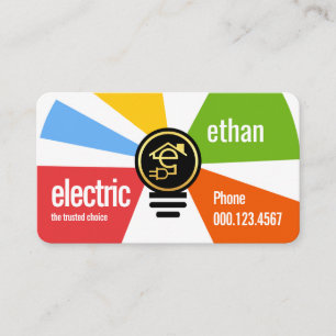 Tarjeta De Visita Bombilla Eléctrica Brillante Letra-e