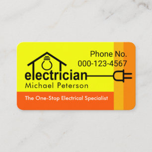 Tarjeta De Visita Bombilla eléctrica de hogar de color amarillo bril