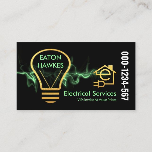 Tarjeta De Visita Bombilla eléctrica de luz verde (Anverso)
