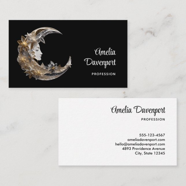 Tarjeta De Visita Bonita cara en la luna (Anverso / Reverso)