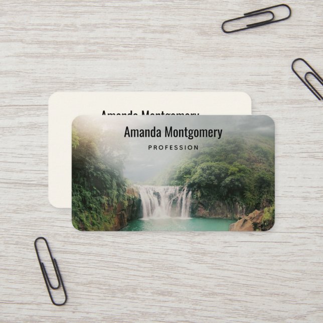 Tarjeta De Visita Bonita cascada en un bosque de montaña (Anverso/Reverso In Situ)