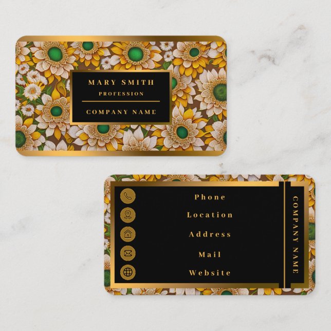 Tarjeta De Visita Bonita colección popular de girasoles (Anverso / Reverso)