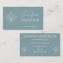 Tarjeta De Visita Bonito Azul Boho Floral Lotus Yoga