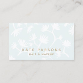 Tarjeta De Visita Bonito Azul claro Sutil Patrón Floral Belleza Spa
