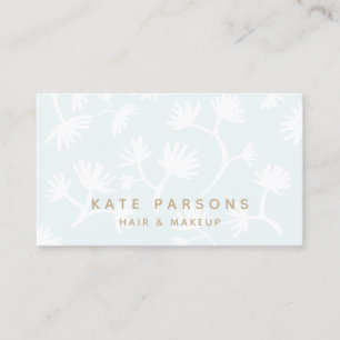 Tarjeta De Visita Bonito Azul claro Sutil Patrón Floral Belleza Spa