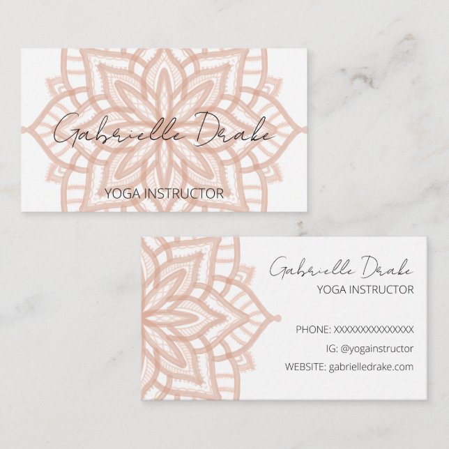 Tarjeta De Visita Bonito Boho Naranja Mandala Yoga (Anverso / Reverso)