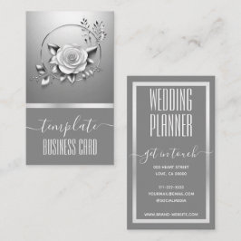 Tarjeta De Visita Bonito de caligrafía plateada de lujo Floral Wreat