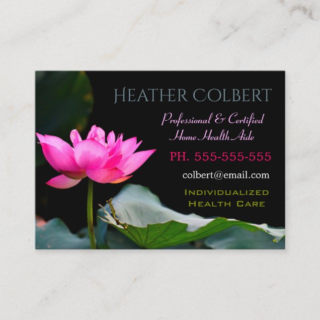 Tarjeta De Visita Bonito de cuidado Flor rosa Feliz profesional (Anverso)