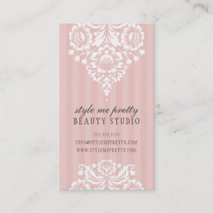 Tarjeta De Visita BONITO DISEÑO simple floral blanco pálido rosa gri