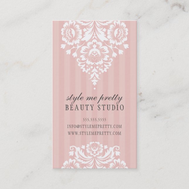 Tarjeta De Visita BONITO DISEÑO simple floral blanco pálido rosa gri (Anverso)
