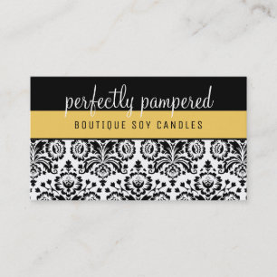 Tarjeta De Visita BONITO ELEGANT DAMASK patrón amarillo negro