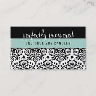 Tarjeta De Visita BONITO ELEGANT DAMASK patrón menta negra verde