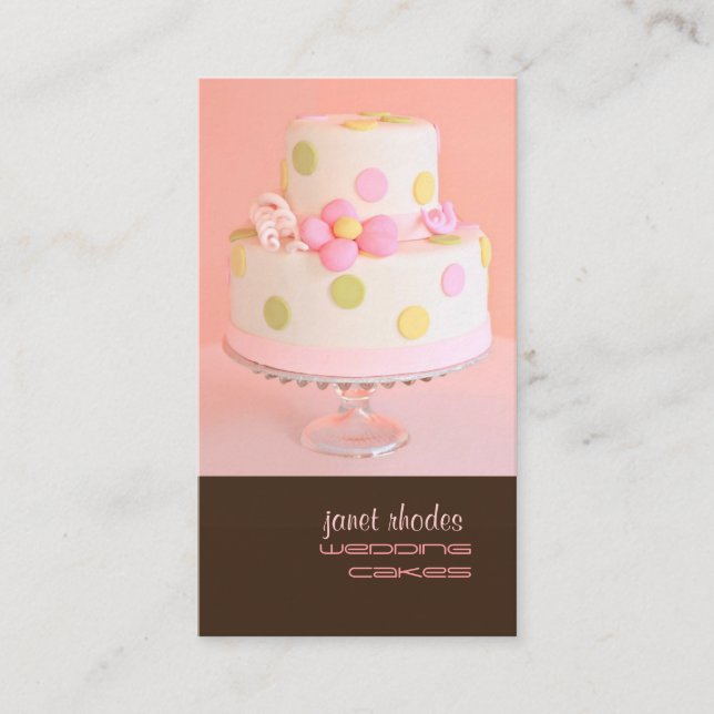 Tarjeta De Visita Bonito en pastel boda rosa (Anverso)