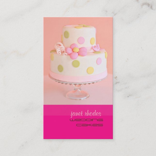 Tarjeta De Visita Bonito en pastel boda rosa (Anverso)