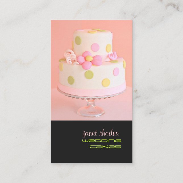 Tarjeta De Visita Bonito en pastel boda rosa (Anverso)