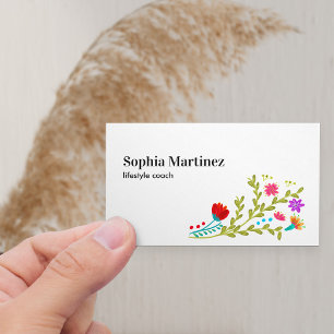 Tarjeta De Visita Bonito Fiesta Floral Bouquet White Medios Sociales
