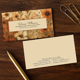 Tarjeta De Visita Bonito floral de color de agua de la Moda Quemada 