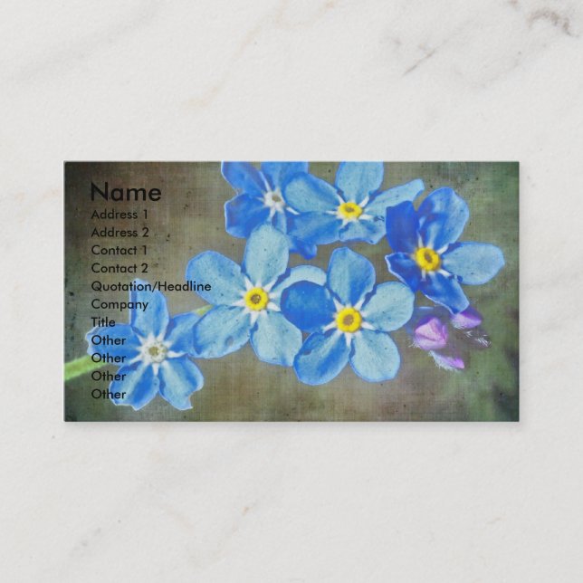Tarjeta De Visita Bonito Flores Azules (Anverso)