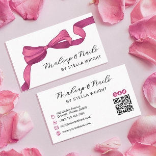 Tarjeta De Visita Bonito Fuchsia Rosa Belleza Bow Rosa Código QR