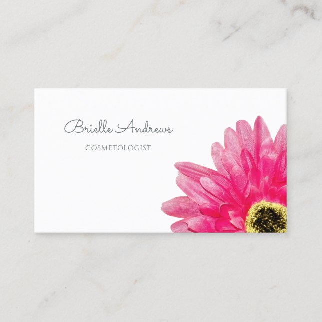 Tarjeta De Visita Bonito Gerbera Rosa Daisy Flor en blanco simple (Anverso)