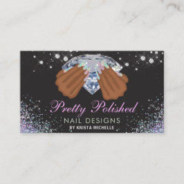 Tarjeta De Visita Bonito Holográfica Purpurina de diamantes Nails