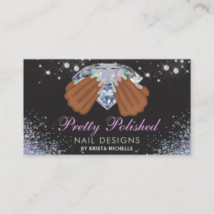Tarjeta De Visita Bonito Holográfica Purpurina de diamantes Nails