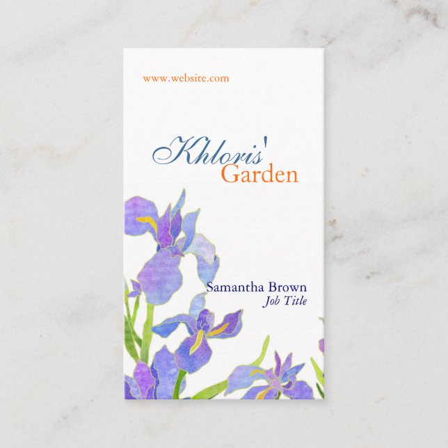 Tarjeta De Visita Bonito Iris Professional Florist (Anverso)