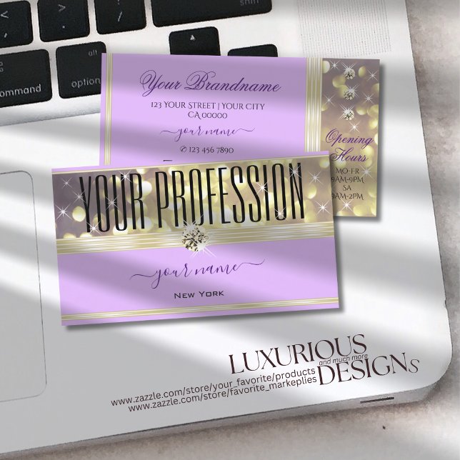 Tarjeta De Visita Bonito Lilac Purpurina de oro morado estrena diama (Subido por el creador)