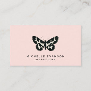 Tarjeta De Visita Bonito Mariposa Elegante Logo Rubor Rosa