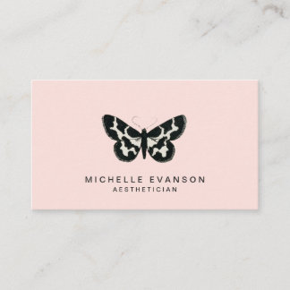 Tarjeta De Visita Bonito Mariposa Elegante Logo Rubor Rosa