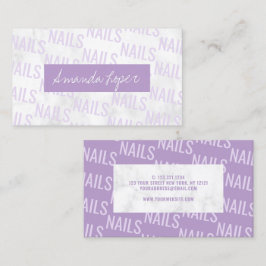 Tarjeta De Visita bonito moderno de mármol blanco y uñas violetas