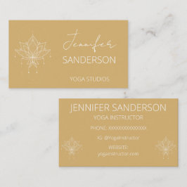 Tarjeta De Visita Bonito Mostaza Amarillo Boho Floral Lotus Yoga