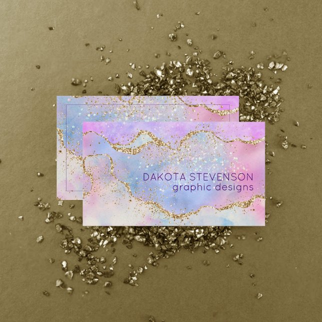 Tarjeta De Visita Bonito Pastel Agate | Vena acuarela Purpurina de o (Subido por el creador)