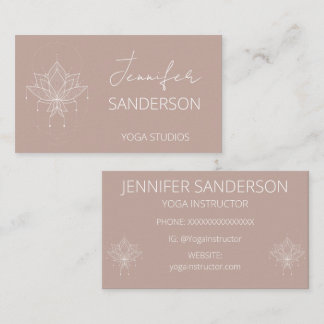 Tarjeta De Visita Bonito Pink Boho Floral Lotus instructor de yoga