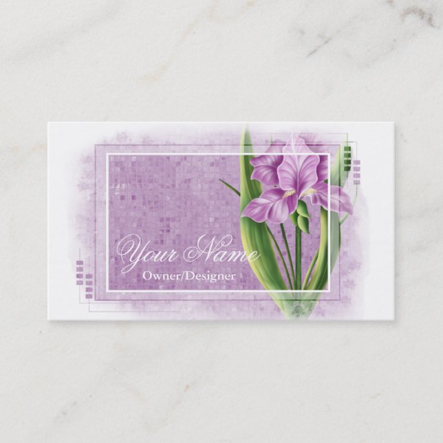Tarjeta De Visita Bonito Púrpura Iris Flower Business Cards d1 (Anverso)