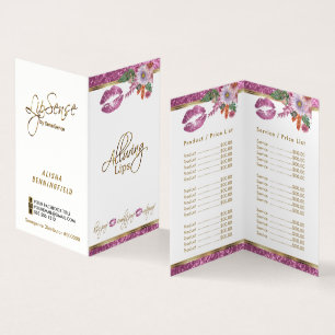 Tarjeta De Visita Bonito Purpurina Floral Rosa Lip Price and Service