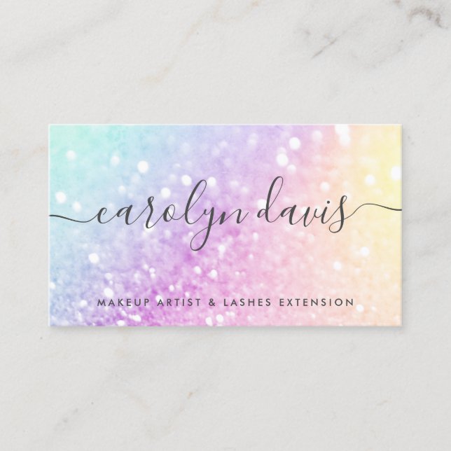 Tarjeta De Visita Bonito Purpurina holográfico Girly Glamorous (Anverso)