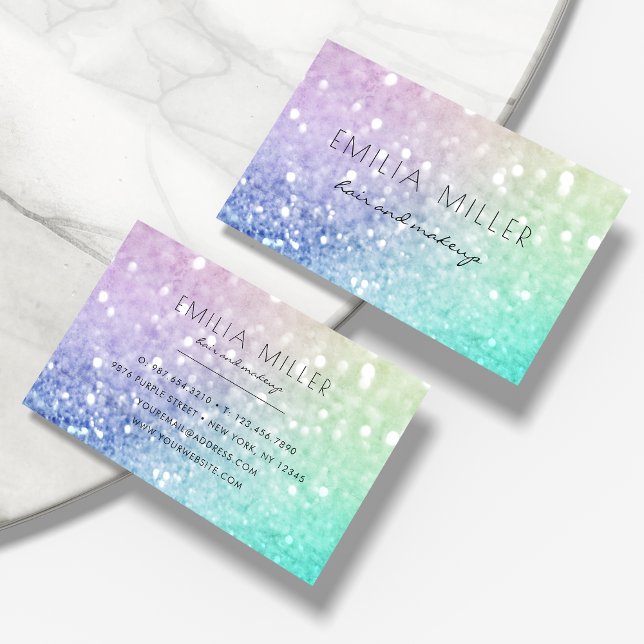 Tarjeta De Visita Bonito Purpurina holográfico Girly Glamorous (Subido por el creador)