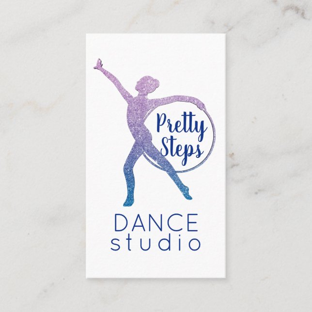 Tarjeta De Visita Bonito Purpurina rosa Glam Dance Studio Moderno (Anverso)