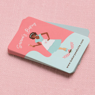 Tarjeta De Visita Bonito retro Mujer Servicios de panadería dulce ro