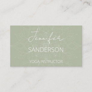 Tarjeta De Visita Bonito Sage Green Elegant Yoga Mandala