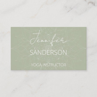 Tarjeta De Visita Bonito Sage Green Elegant Yoga Mandala