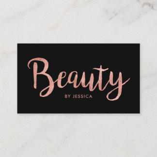 Tarjeta De Visita Bonito Salón de belleza Rosa Oro Cosmetólogo Negro