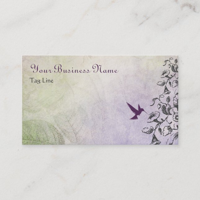 Tarjeta De Visita Bonito Silhouette Hummingbird y Flowers (Anverso)