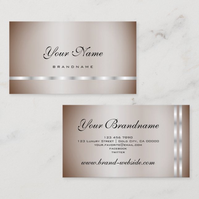 Tarjeta De Visita Bonito Silver Shimmer Profesional Elegante Simple (Anverso / Reverso)