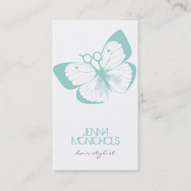 Tarjeta De Visita bonito simple azul de la mariposa elegante del (Anverso)