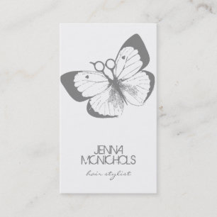 Tarjeta De Visita bonito simple gris de la mariposa elegante del