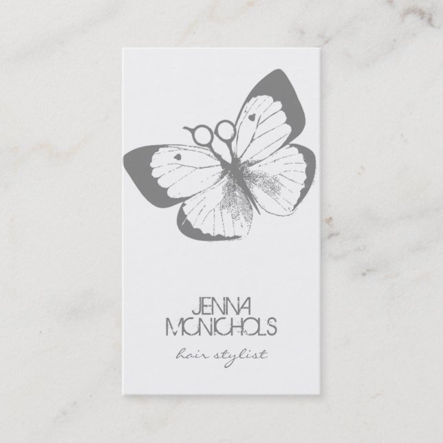Tarjeta De Visita bonito simple gris de la mariposa elegante del (Anverso)